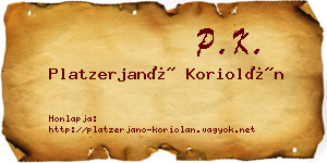 Platzerjanó Koriolán névjegykártya